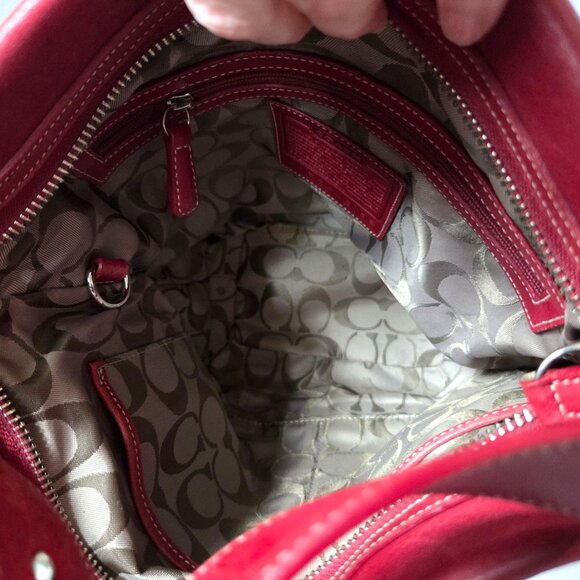 Vintage Coach Soho Legacy Duffle Red Leather Hobo Bucket Bag 9186 - Picture 16 of 16